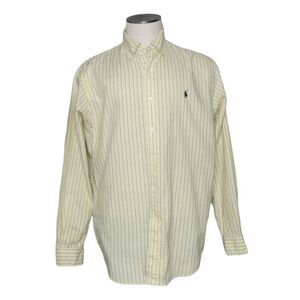 Ralph Lauren Shirt Mens 16.5 34 35 Yellow Blue Stripe Yarmouth ? Cotton EUC